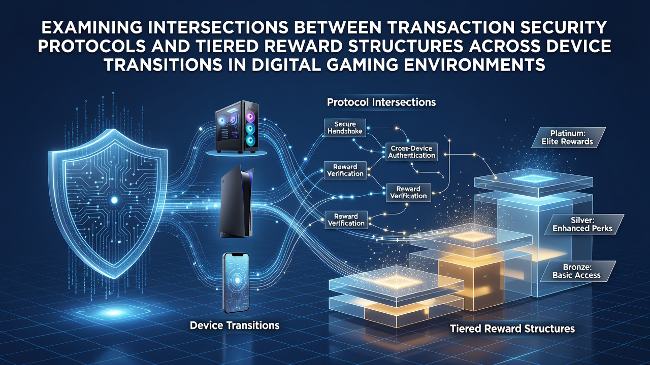 Darstellung von Transaktionssicherheitsprotokollen und gestaffelten Belohnungssystemen in digitalen Gaming-Umgebungen mit Fokus auf Geräteübergänge